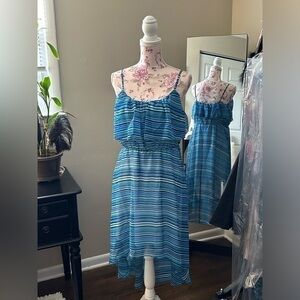 As U Wish ✨ Blue Stripe High Low Sundress Party Cocktail Summer Dress Large
